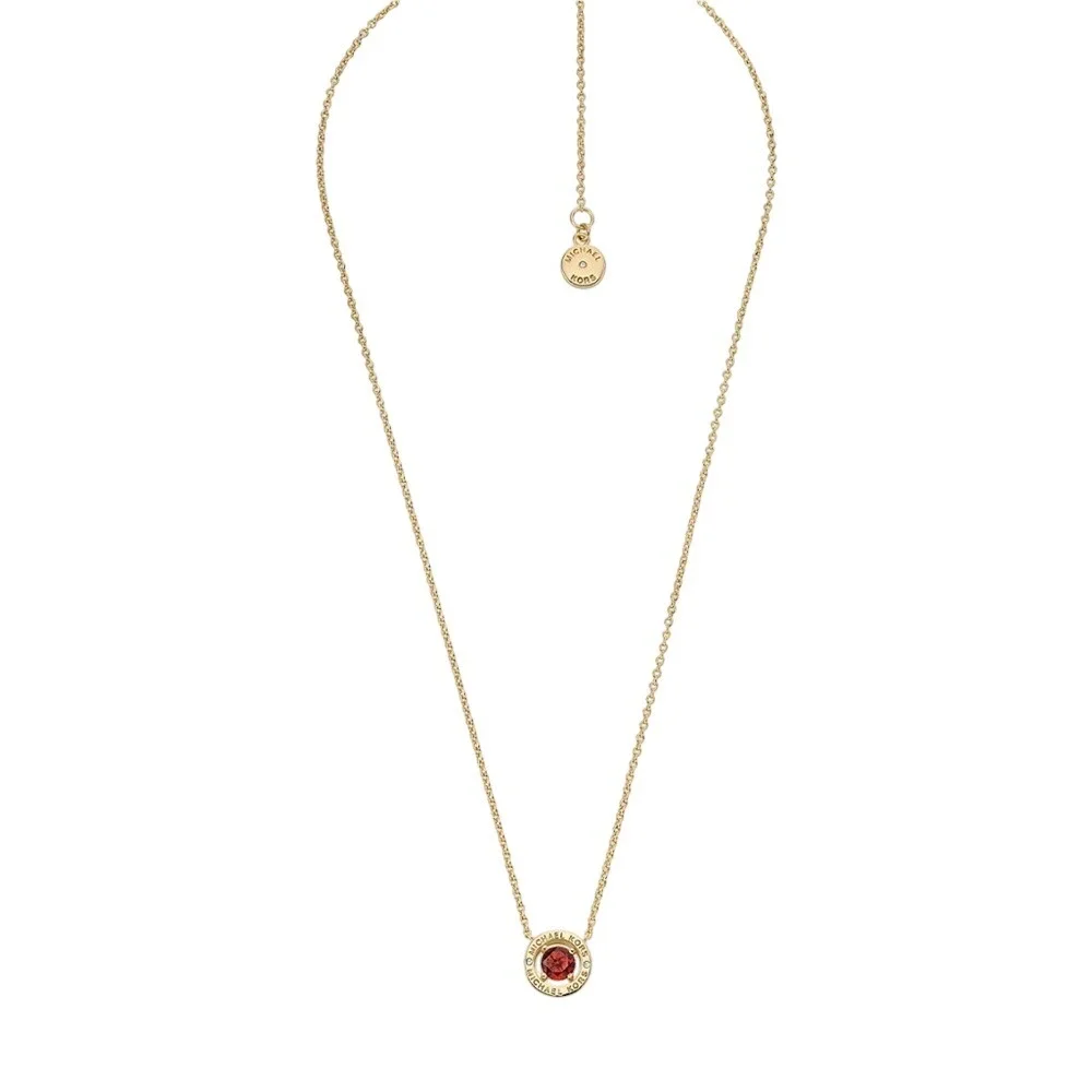 Michael Kors Gold Tone Red Stone Halo Pendant‎ Necklace MKJC0100B710